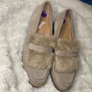 Franco Sarto fuzzy loafers